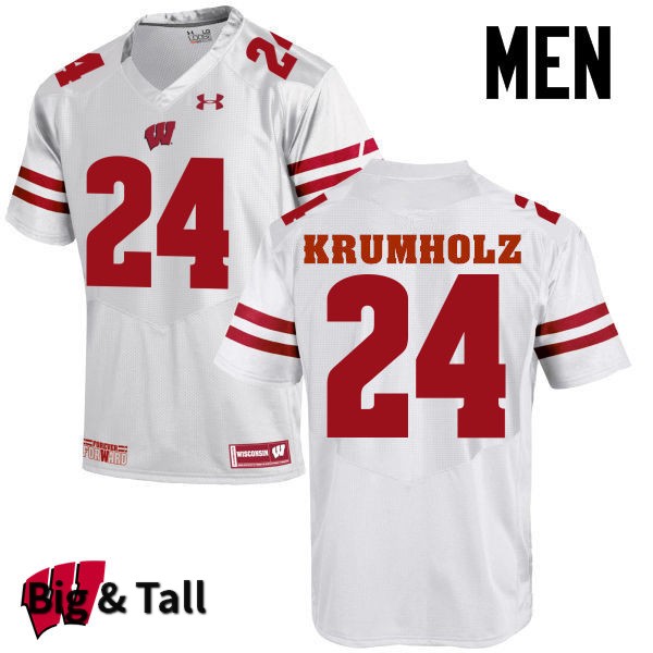 Wisconsin Badgers Men's #24 Adam Krumholz NCAA Under Armour Authentic White Big & Tall College Stitched Football Jersey HV40X16UE